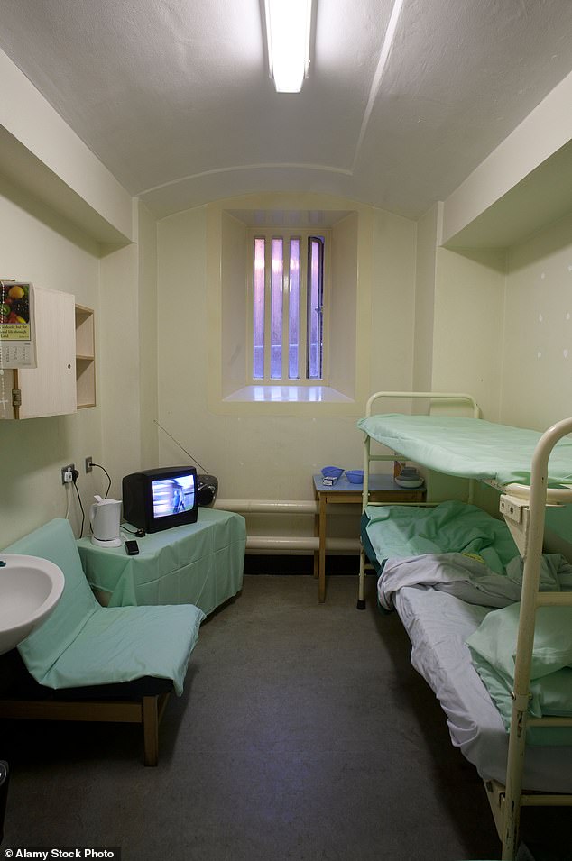 She moved to Wormwood Scrubs prison in West London.  Pictured: .A two-man cell at Wormwood scrubs