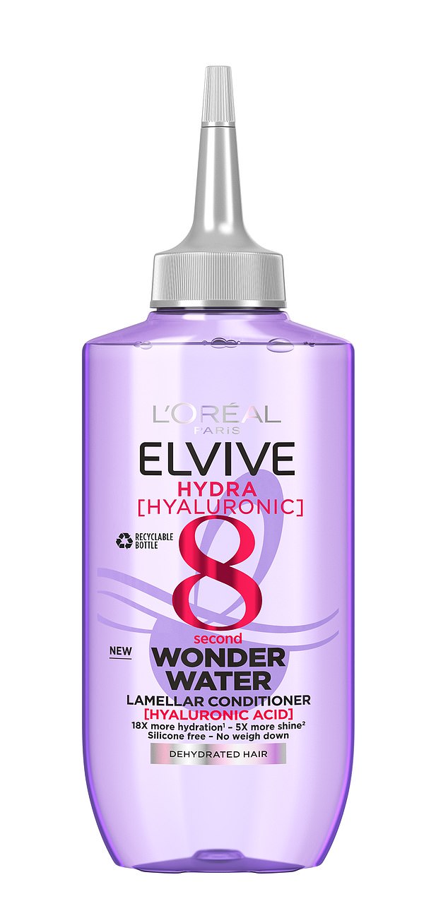 L’Oréal Paris Elvive Hydra Hyaluronic 8 Second Wonder Water (£5.99, boots.com). Loved by fine-haired folk in our office, this lightweight conditioner helps detangle