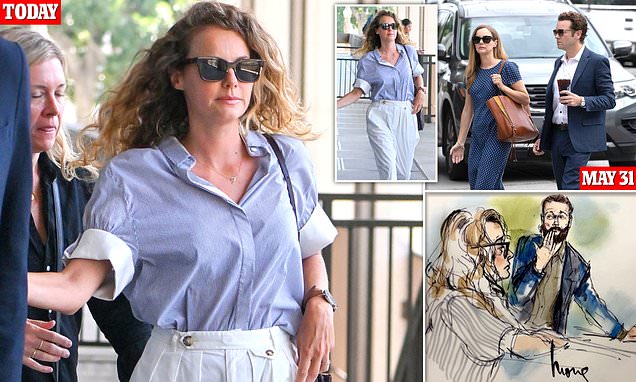 Bijou Phillips looks grief-stricken as she leaves court following her husband Danny